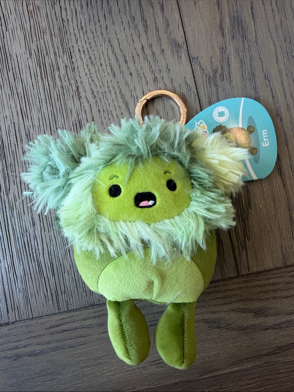 Squishmallows Green Lion Plush Keychain with Fluffy Mane